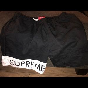 Black and white XL Supreme swim shorts